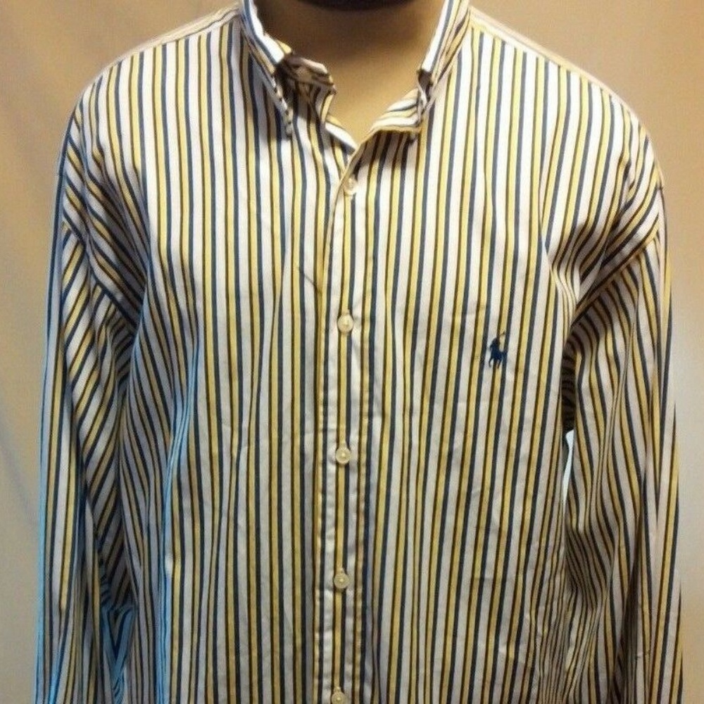 Ralph Lauren Men's Dress Shirt XL 17 – Classic Fit Long Sleeve Button-Up